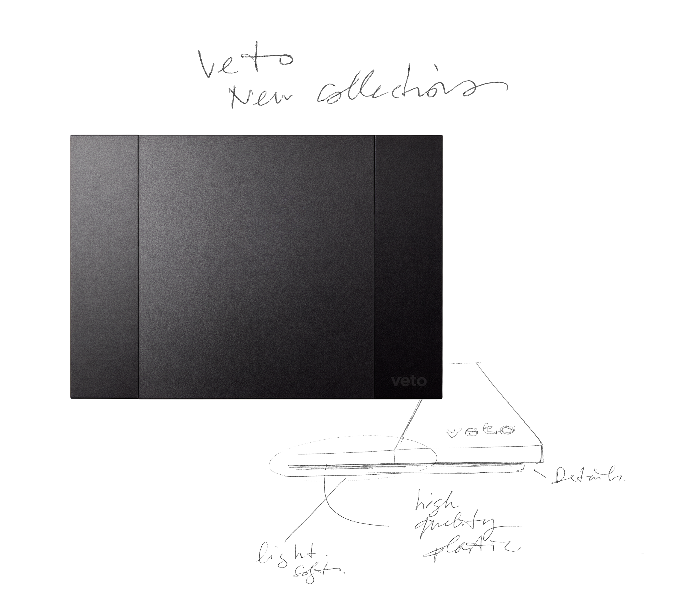 Charcoal textured switch with technical annotations